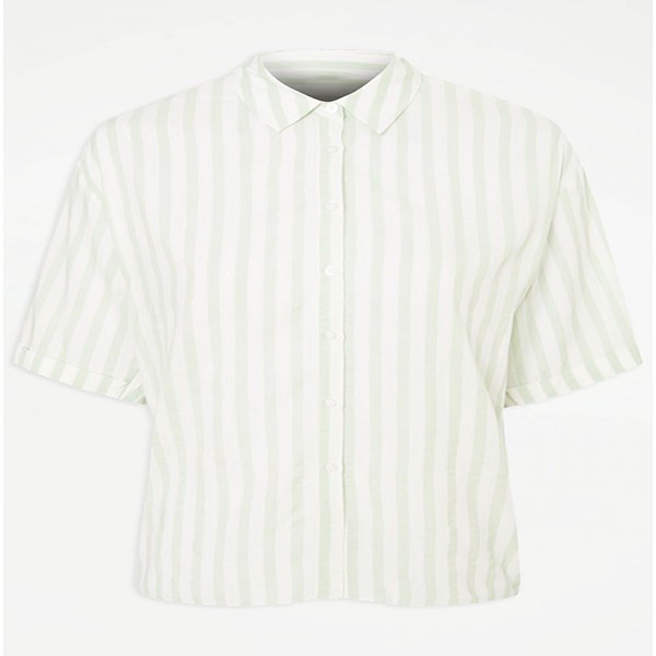 1.png Green Striped Boxy Shirt Green Striped Boxy Shirt - Image 1