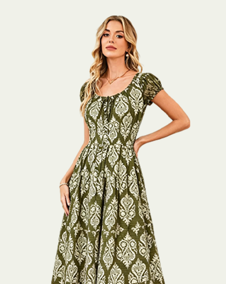 Square Neck Casual Dress