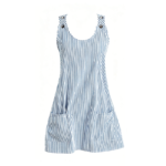 Women's Striped Sleeveless Pinafore Dress with Pockets, Casual Button Strap A-Line Mini Dress