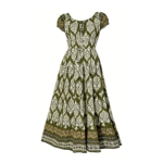 Women's Floral Print Short Sleeve Maxi Dress, Casual Waisted A-Line Swing Dress